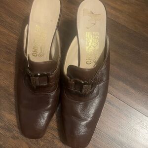 Ferragamo Brown Leather Mules